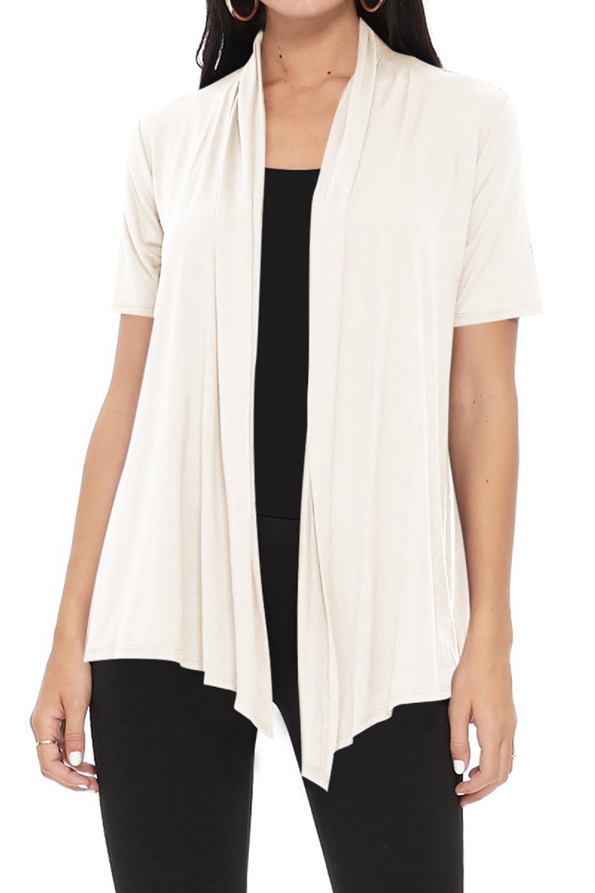 Women-s-Casual-Loose-Fit-Short-Sleeve-Draped-Open-Front-Comfy-Office-Wear-Solid-Cardigan_e3bdb3e9-f9cf-4c1b-ad07-2f1e76cfcf8a.56f3bd449a367dfa3b7a6ba9ab2dde72 Women's Casual Loose Fit Short Sleeve Draped Open Front Comfy Office Wear Solid Cardigan - Image 1